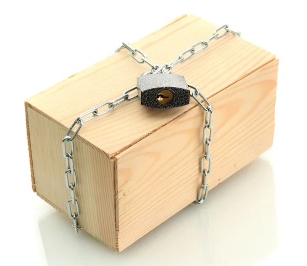 Paquete con cadena y candado, aislado en blanco —  Fotos de Stock