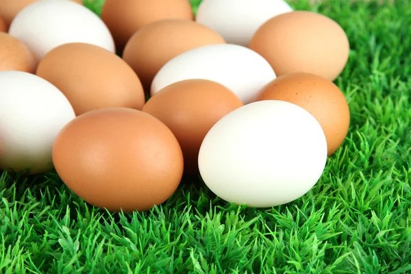 Viele Eier auf Gras — Stockfoto