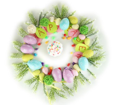 beyaz izole Paskalya için dairesel kompozisyon