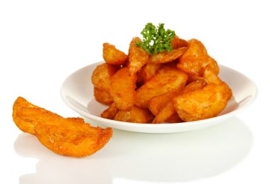 plaka üzerinde beyaz izole iştah açıcı Köyü patates