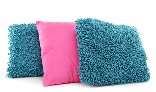 Renkli yastıklar üzerinde beyaz izole — Stok fotoğraf