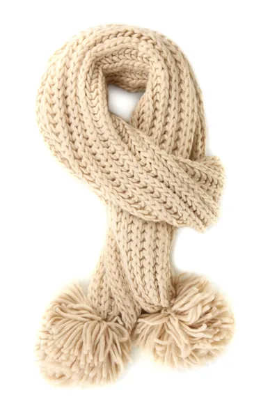 Warm knitted scarf isolated on white — Stock Photo, Image