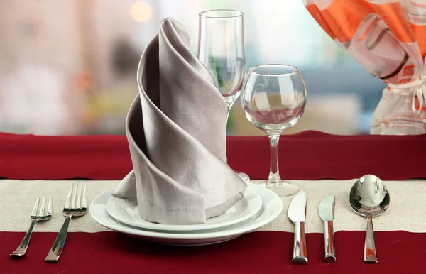 Holiday table setting at restaurant — Stock Photo, Image