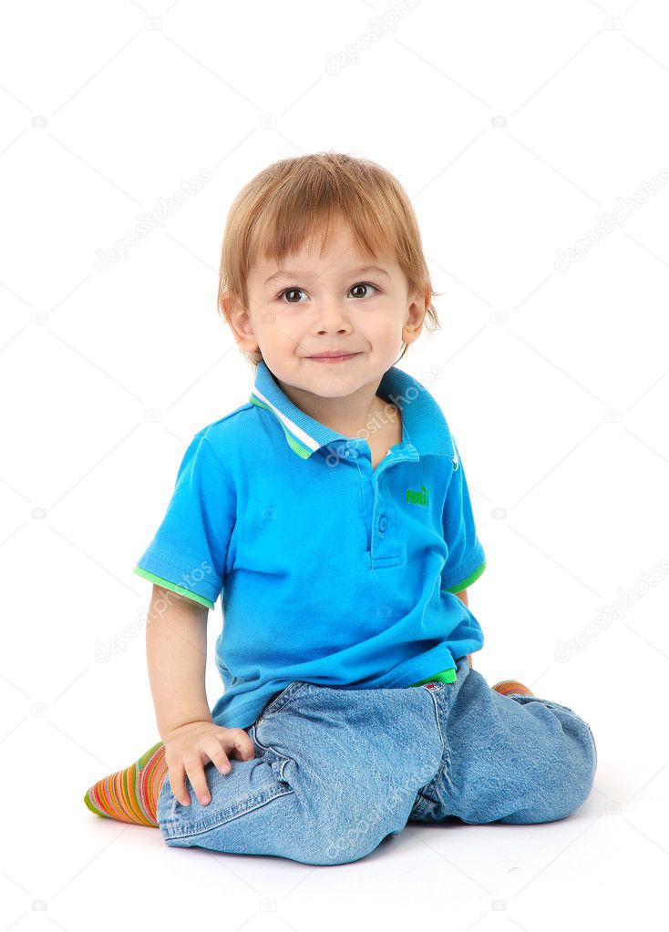 cute little boy, isolated on white