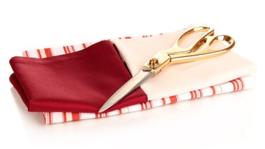 dikiş aksesuarları ve kumaş üzerine beyaz izole