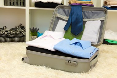 açık gri çanta giyim odası ile