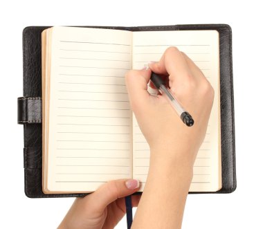 defter üzerinde beyaz izole, el yazma