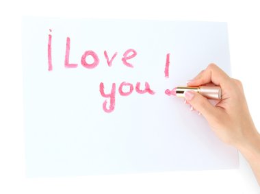 beyaz kağıt üzerine beyaz izole, ruj yazıt