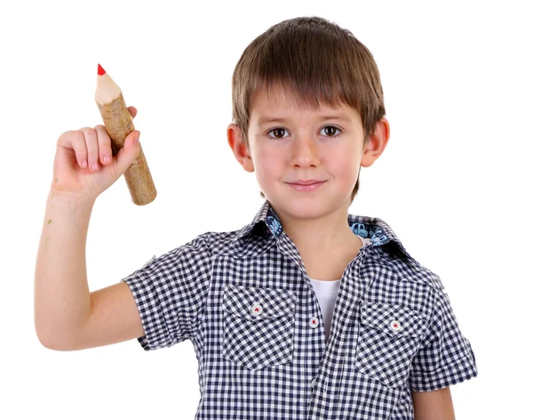 Bonito menino desenho isolado no branco — Fotografia de Stock