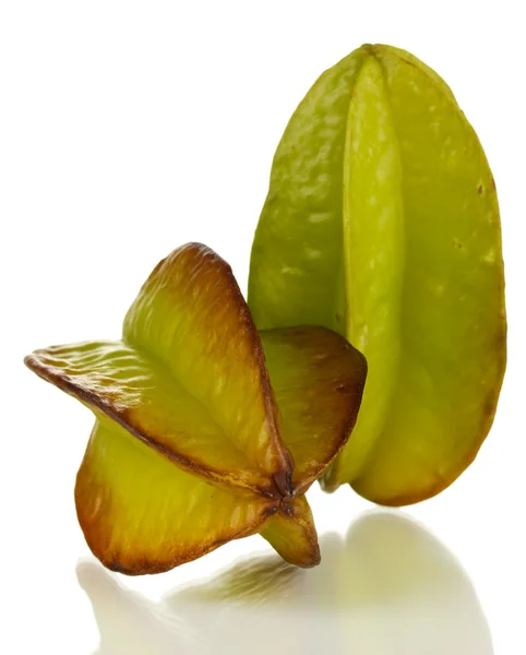 Two ripe carambolas isolated on white — Stock Photo, Image