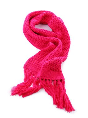 Beyaz izole pembe örgü atkı