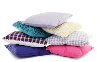 hill renkli yastıklar üzerinde beyaz izole