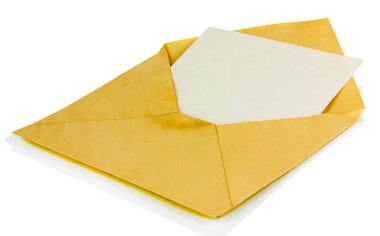 boş kağıt üzerinde beyaz izole eski zarfı