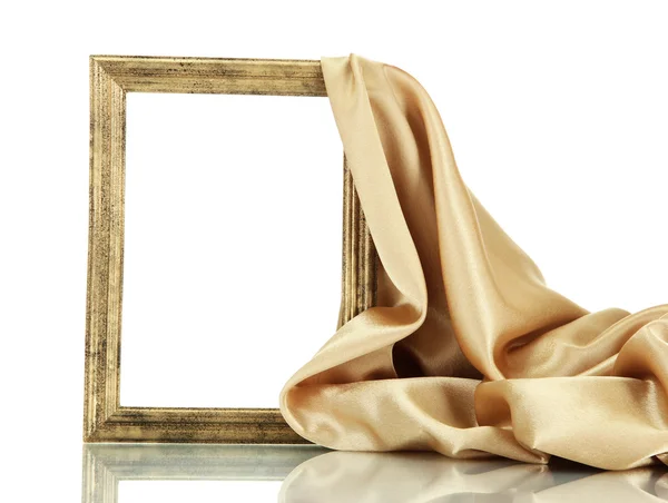 Leeg frame met zijde, geïsoleerd op wit — Stockfoto