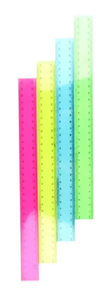 Plastic rulers isolated on white — Stock Photo, Image