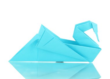 beyaz izole origami swan