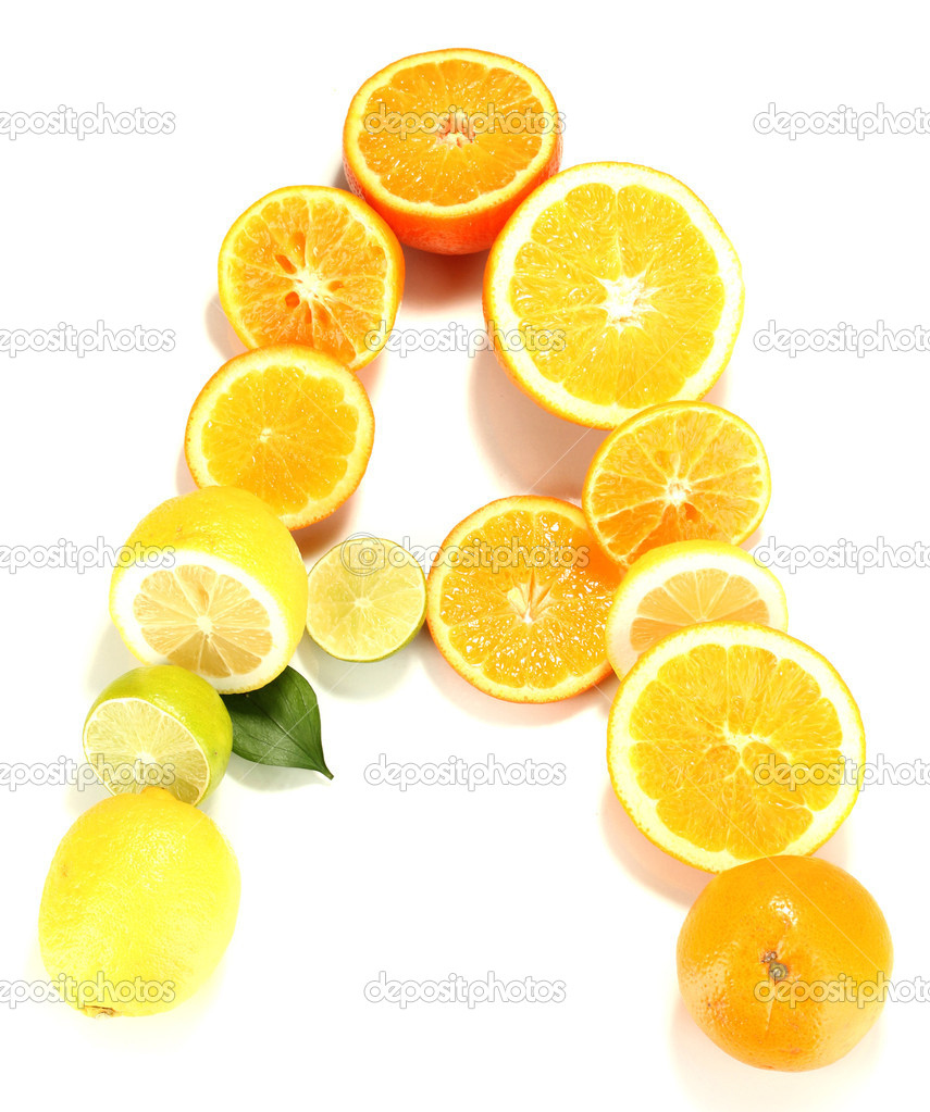 Vitamin A posted products which contain it isolated on white