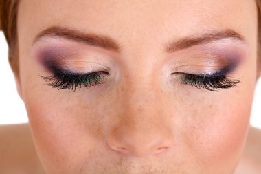 güzel kadın gözleri parlak makyajlı kapat