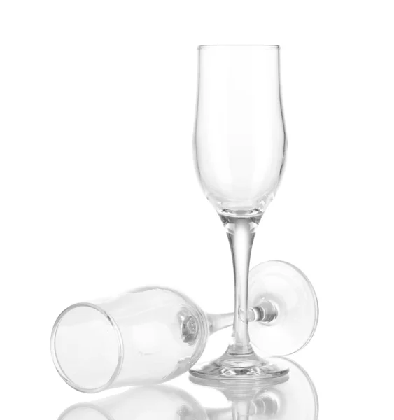 Two empty wine glasses isolated on white — Stock Photo, Image