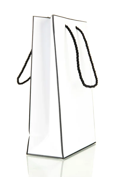 Beyaz alışveriş çantası üzerinde beyaz izole — Stok fotoğraf