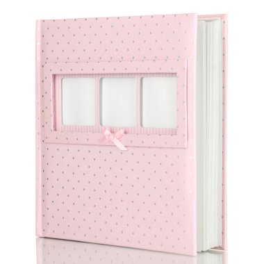 Bebek fotoğraf albümü üzerinde beyaz izole