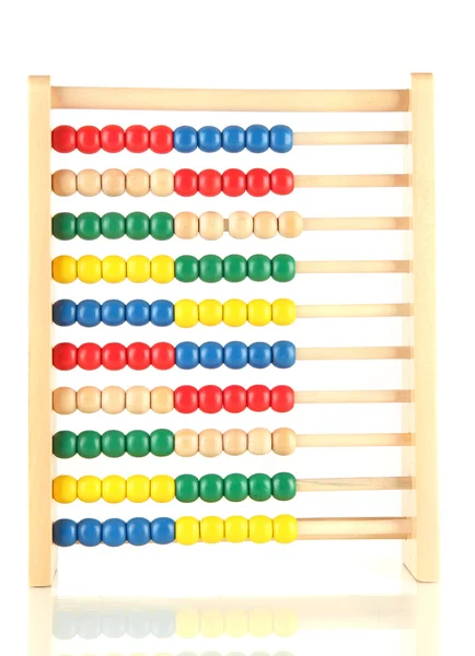 Abacus de brinquedo de madeira brilhante, isolado em branco — Fotografia de Stock