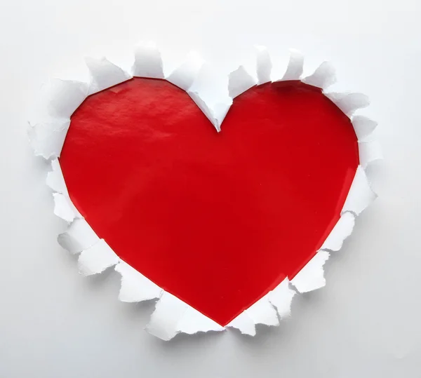 Kalp şekli sembol güzel yırtık kağıt — Stok fotoğraf