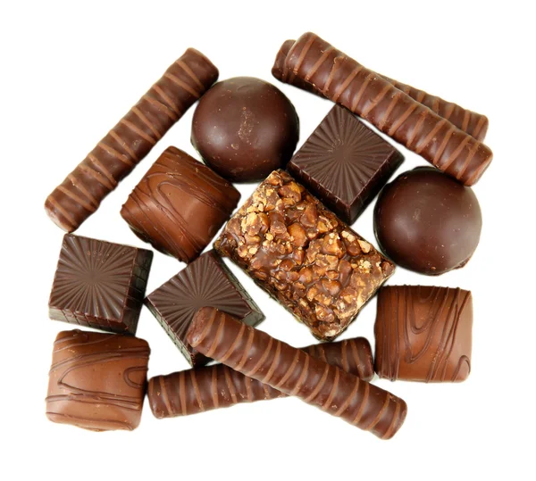 Czekoladowe słodkości na białym tle — Zdjęcie stockowe