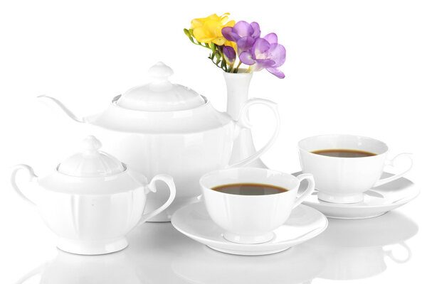 Beautiful tea service, isolated on white