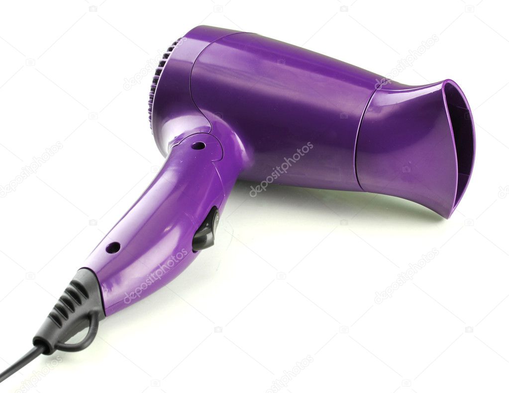 Hair dryer on purple background