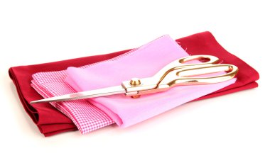 dikiş aksesuarları ve kumaş üzerine beyaz izole