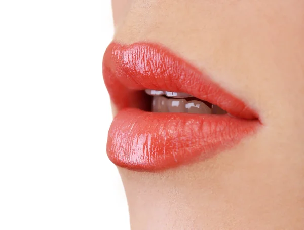 Bel trucco di labbra lucide, da vicino — Foto Stock
