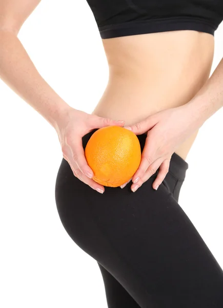 Женская фигура с оранжевой изоляцией на белом — стоковое фото