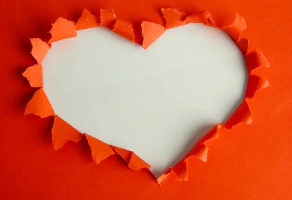 Beautiful torn paper in heart shape symbol — Stock Photo, Image