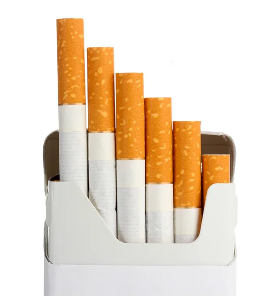 Scatola di sigarette, isolata su un bianco — Foto Stock