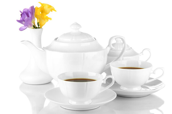 Beautiful tea service, isolated on white