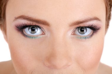 güzel kadın gözleri parlak makyajlı kapat