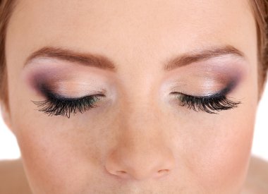 güzel kadın gözleri parlak makyajlı kapat