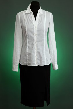 beyaz gömlek ve ceket manken üzerinde renk arka plan üzerinde siyah etek