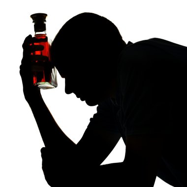 adam silüeti üzerinde beyaz izole alkol ile