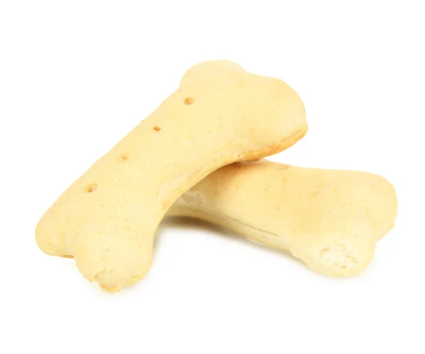 Dry dog treats in bones shapes isolated on white — Stock Photo, Image