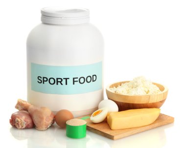 jar gıda üzerine beyaz izole protein ve protein tozu