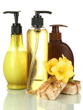 beyaz izole ve el yapımı Sıvı sabunlar