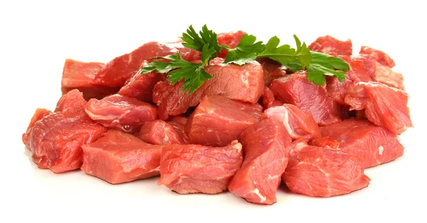 Carne crua de bovino isolada a branco — Fotografia de Stock