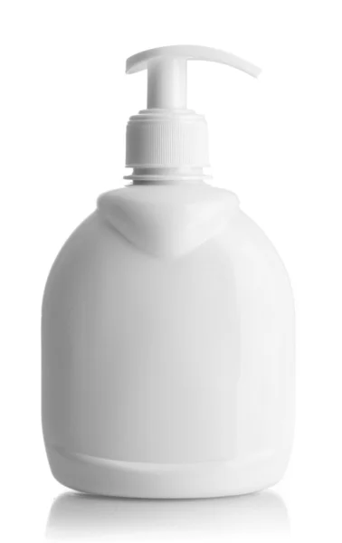 Flaska med flytande tvål isolerad på vit — Stockfoto