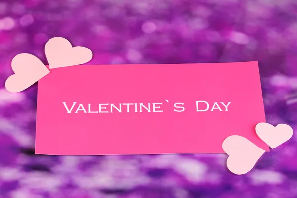 Greeting card for Valentine's Day on purple background — Stock Photo, Image