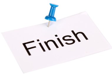 itme kağıt üzerinde kelime ile bitirmek üzerine beyaz izole üzerine yazılmış