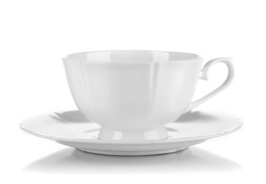 Beyaz bir fincan beyaz izole