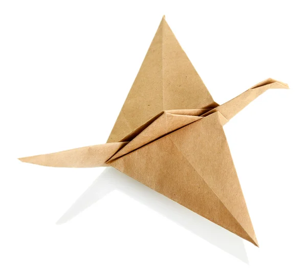 Origami żuraw na białym tle — Zdjęcie stockowe