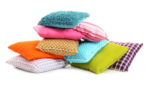 Hill colorful pillows isolated on white — Stock Photo, Image